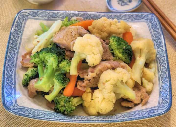 sauteed broccoli and pork